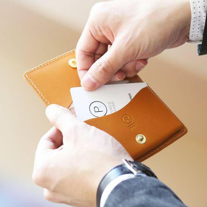 名刺入れ ホック付き [sokunou] ｜革鞄・革小物のPORCO ROSSO