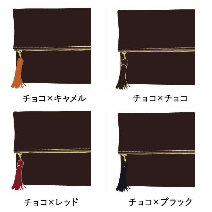 黒金刺繍クラッチバッグ タッセルZIPクラッチバッグ｜PORCO ROSSO