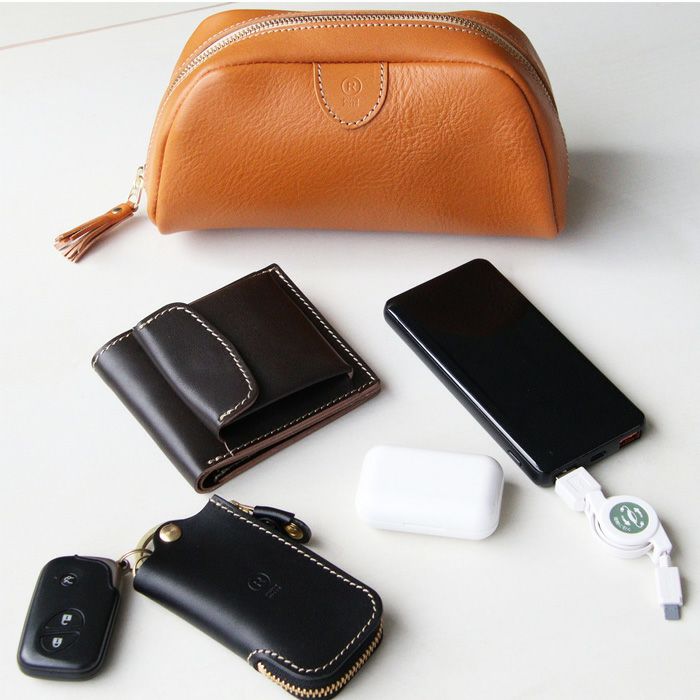 フルオープンZIPポーチ [sokunou] ｜革鞄・革小物のPORCO ROSSO