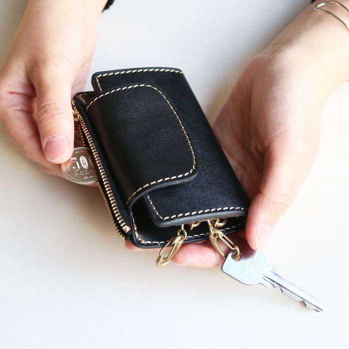 オールインワン4連キーケース（小銭入れ付き）[sokunou] ｜革鞄・革