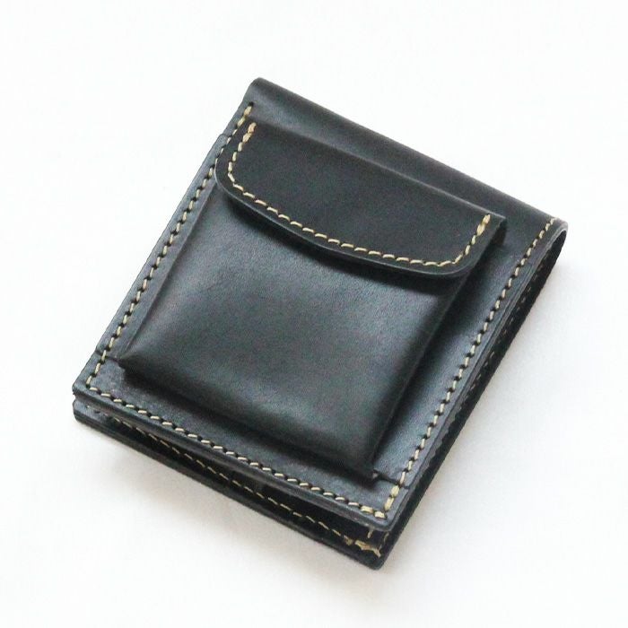 皇居　財布　二つ折　黒　ブラック　小銭入れ　新品未使用 外小銭入れ付き2つ折り財布[sokunou] ｜革鞄・革小物のPORCO ROSSO