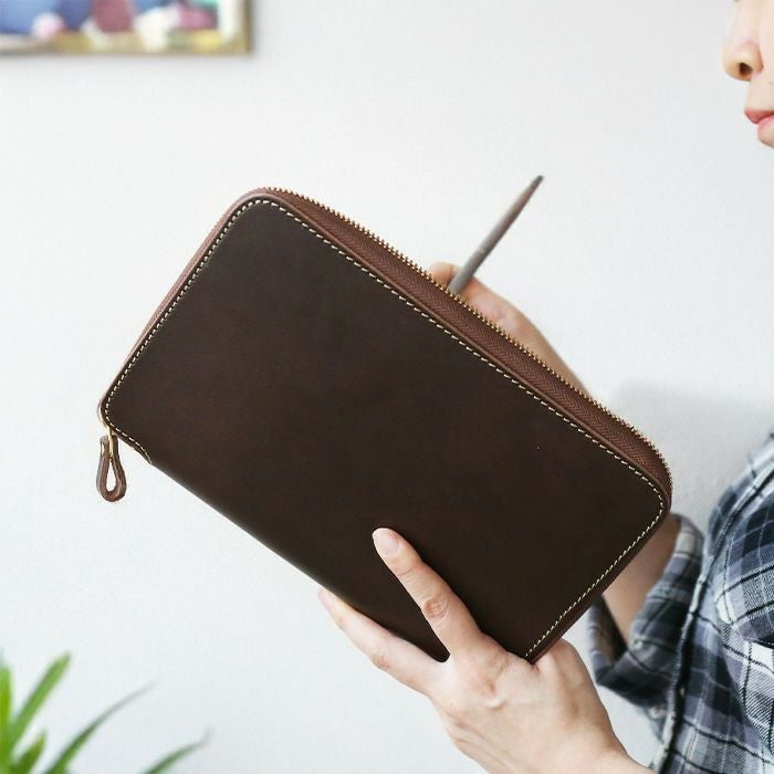 ラウンドZIP手帳カバーM【A5・ほぼ日手帳対応サイズ】[nouki3] ｜革鞄