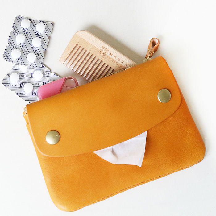 ポケットティッシュケース付ミニポーチ[sokunou] ｜革鞄・革小物の