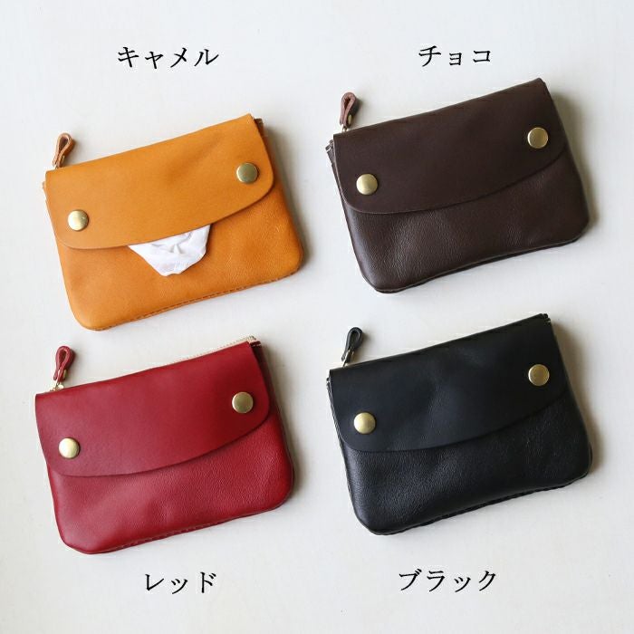ポケットティッシュケース付ミニポーチ[sokunou] ｜革鞄・革小物の