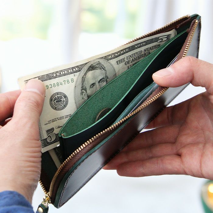 公式サイト・薬院本店限定/ルガトショルダー／薄マチL字ZIP長財布